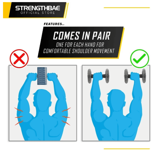 Ab Roller Strengthbae – Sepasang Roda Latihan Core Unilateral