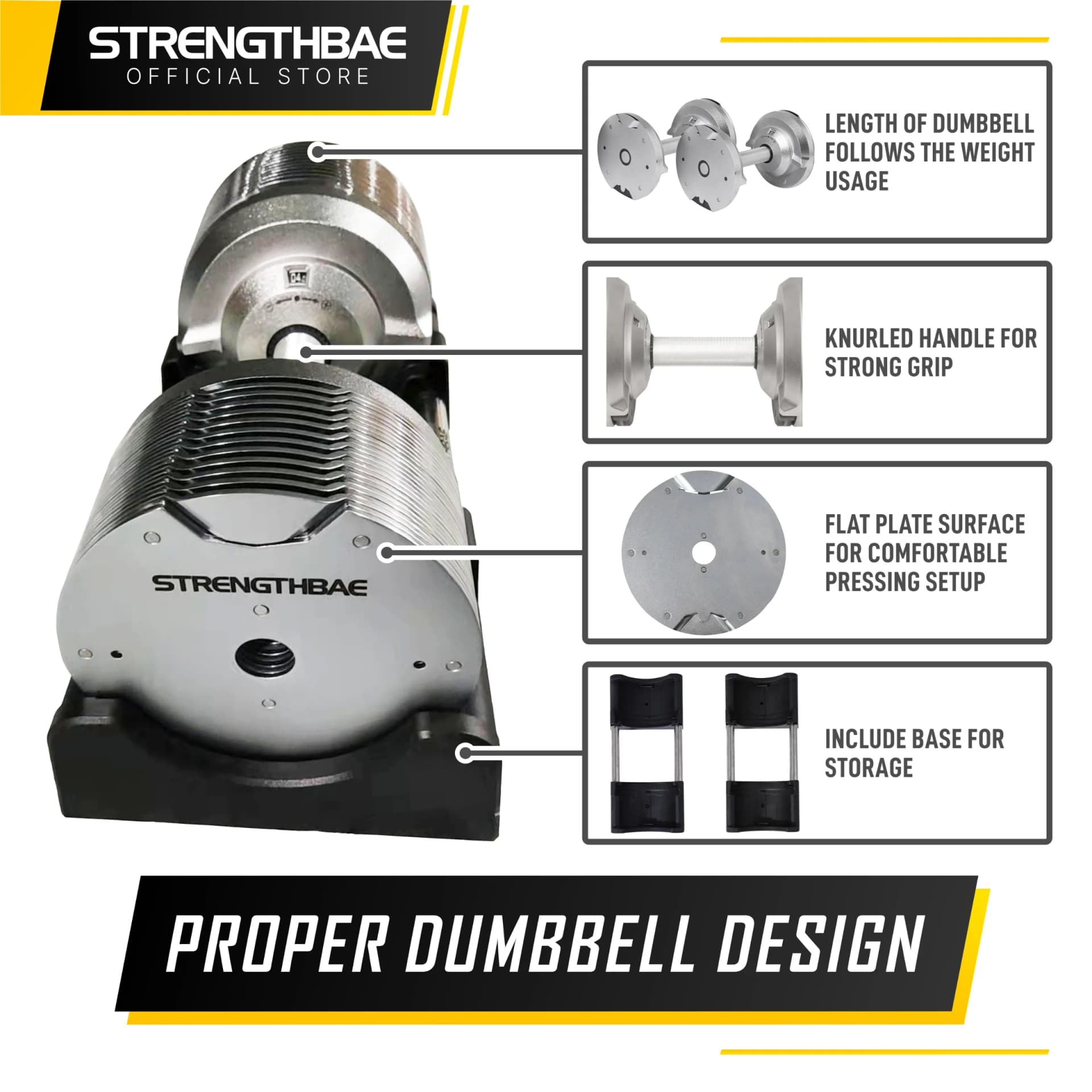 Adjustable Dumbbell Strengthbae – Dumbbell Selectorized Metal 23,5–41,5 kg