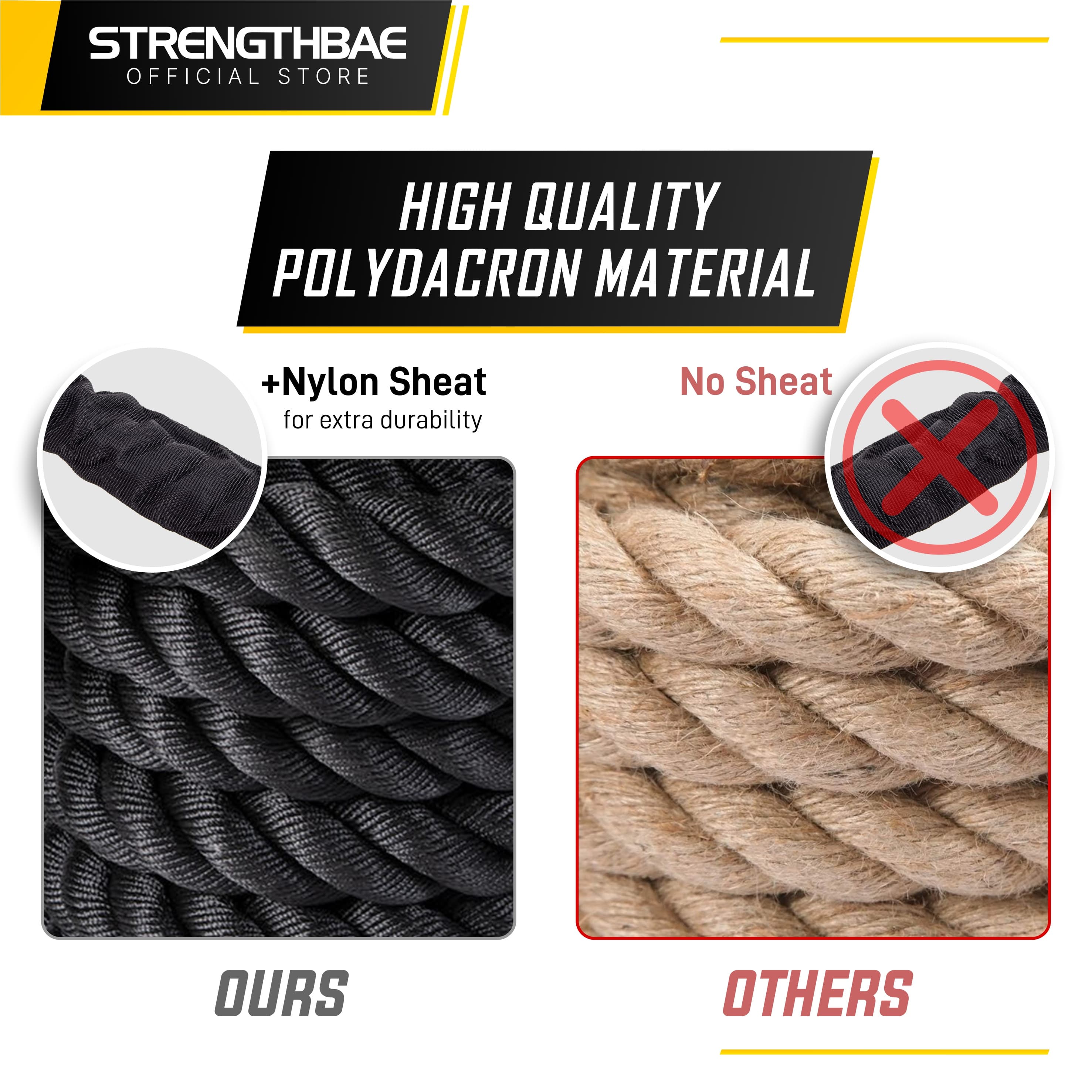 Battle Rope Strengthbae 9, 12 & 15 Meter | Polydacron Rope