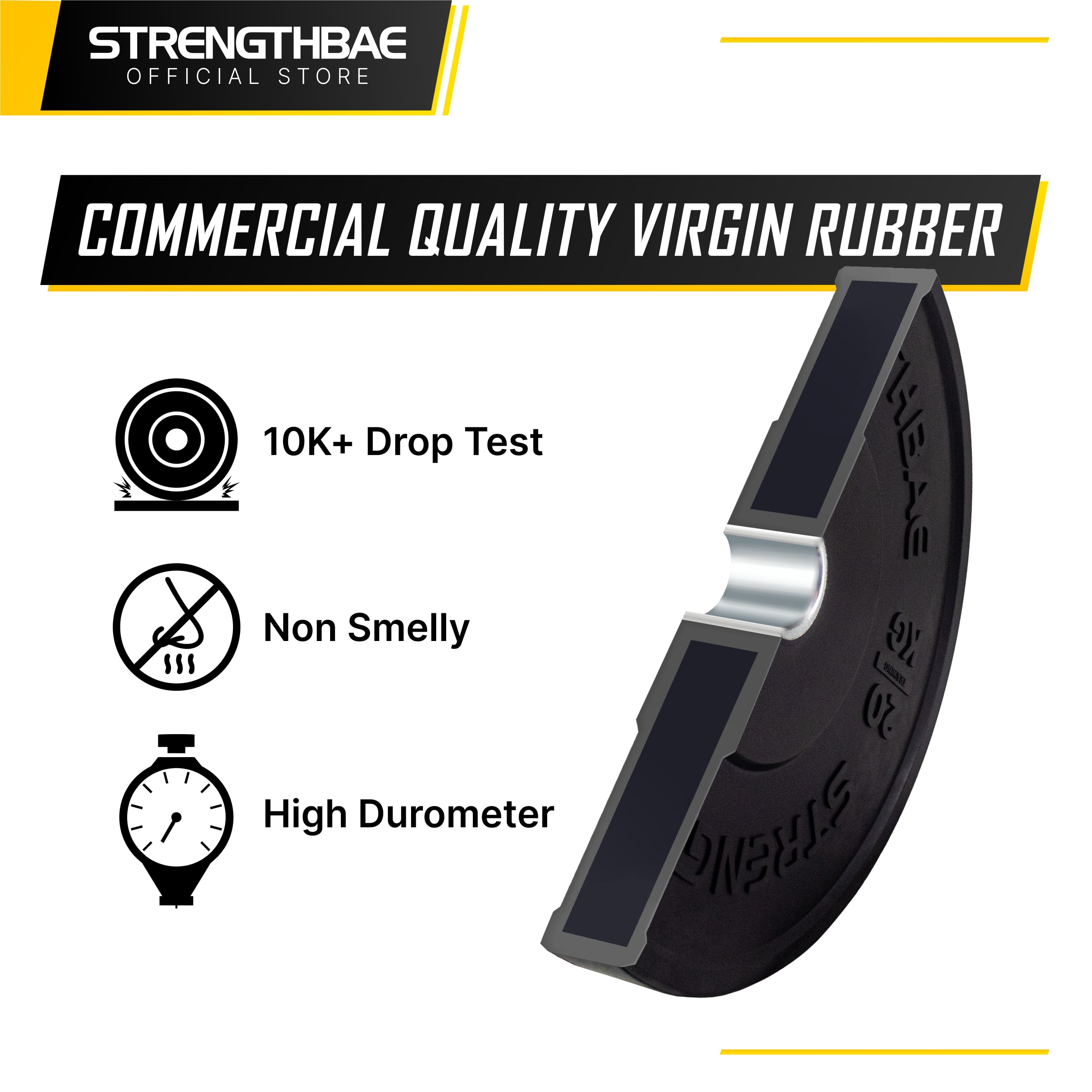 Black Bumper Plate Strengthbae 5–25 kg | Plat Beban Barbell