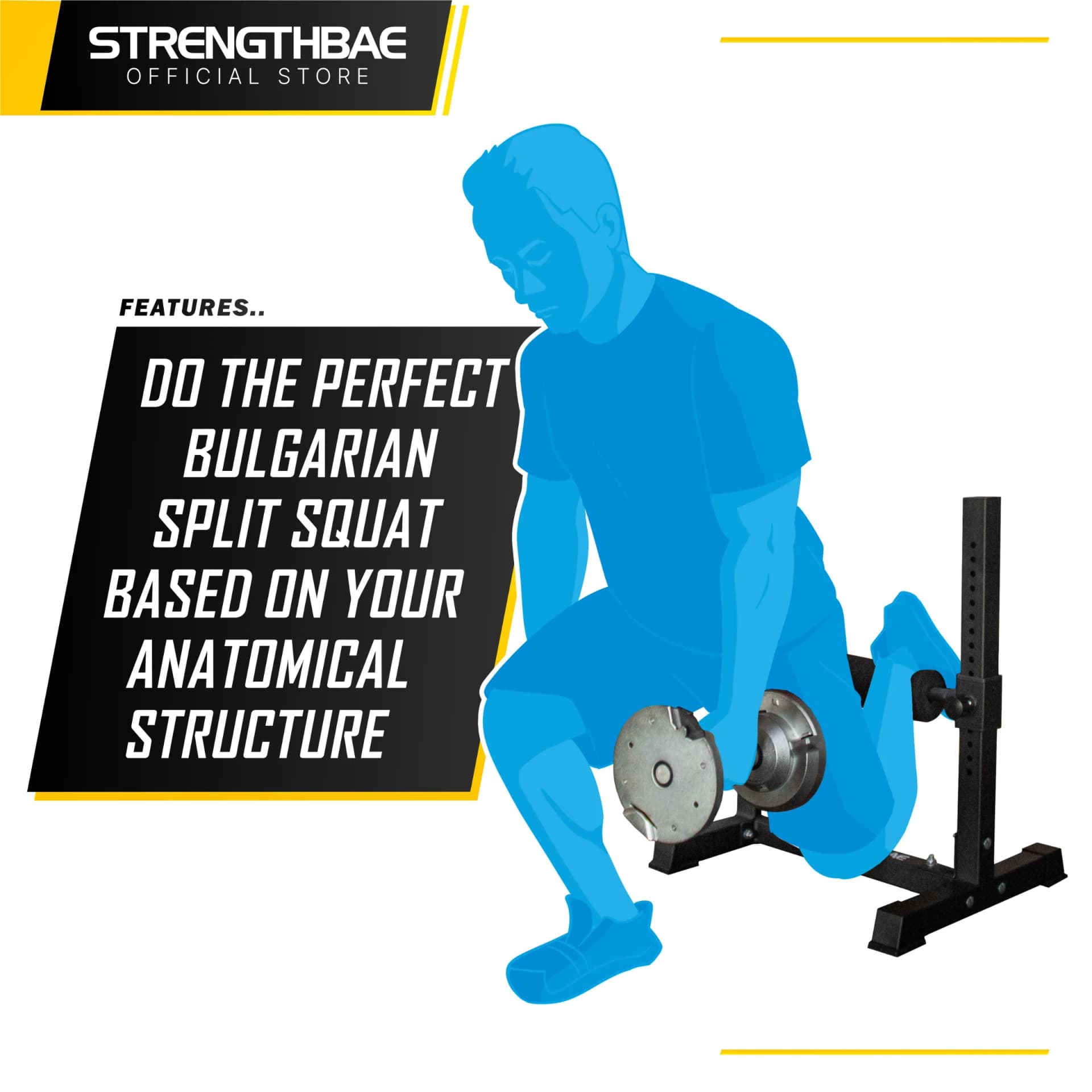Bulgarian Split Squat Stand Strengthbae – Adjustable Single-Leg Squat Stand