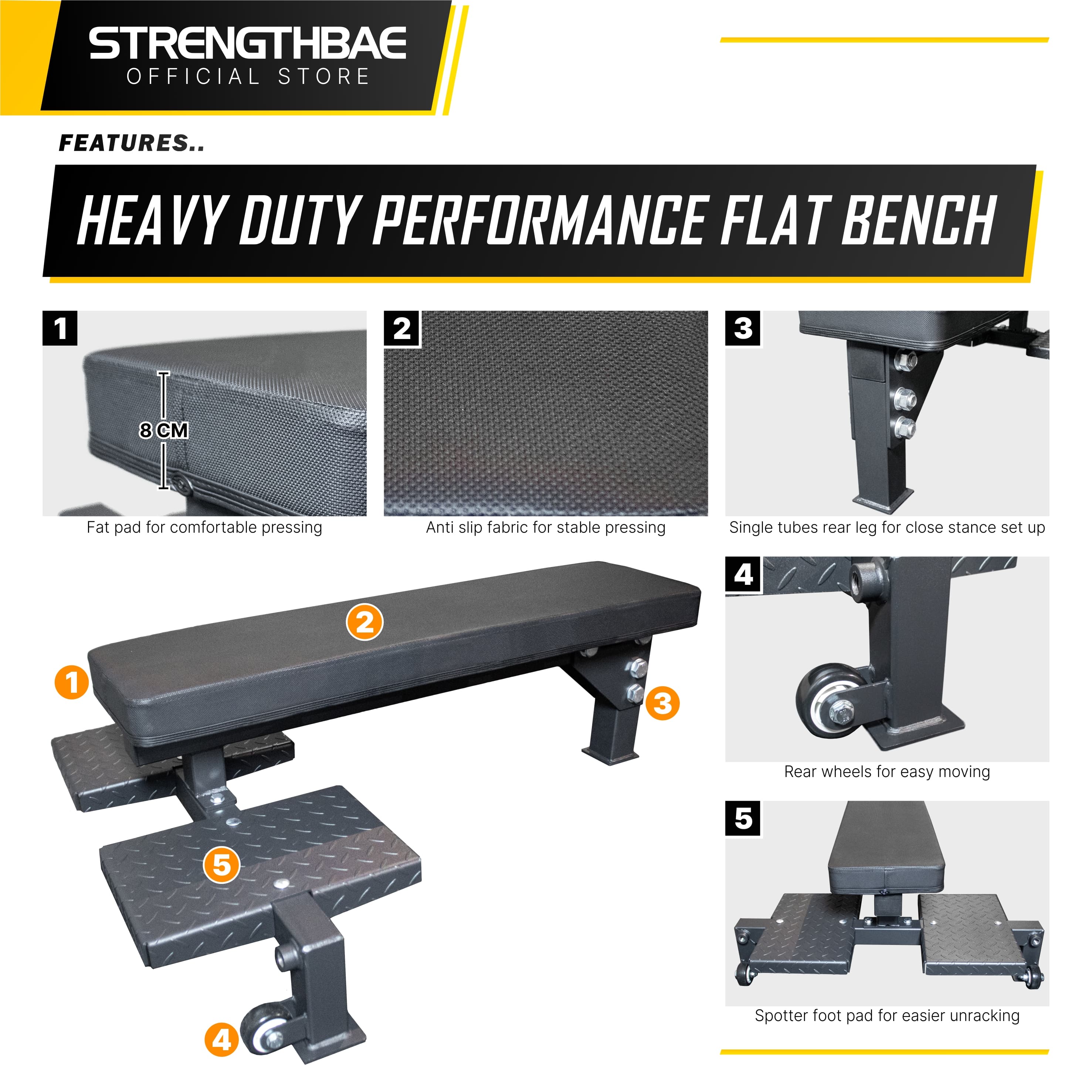 Combo Rack Strengthbae – Squat Rack dan Flat Bench Powerlifting