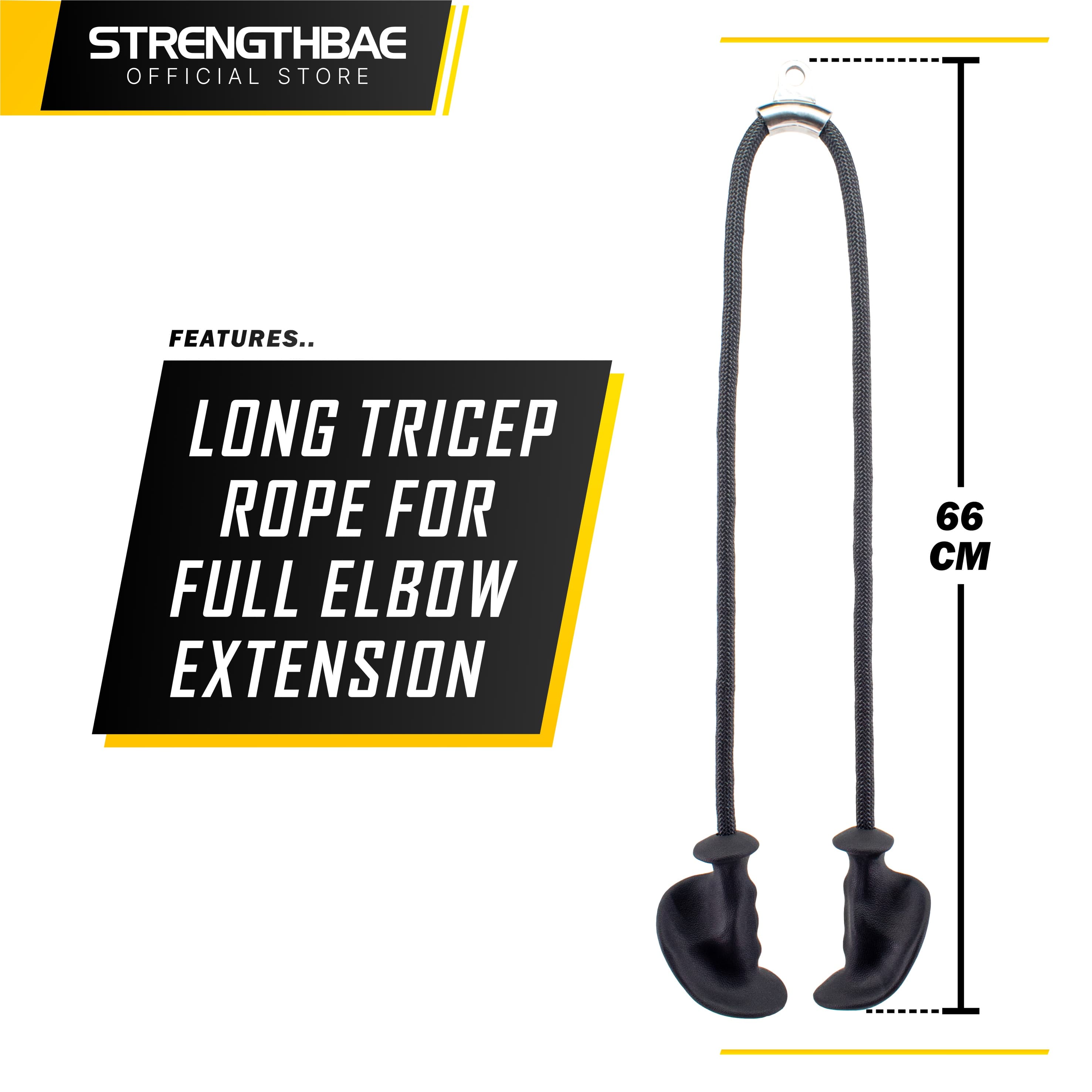 Ergonomic Tricep Rope Strengthbae – Cable Rope 90 cm dengan Handle