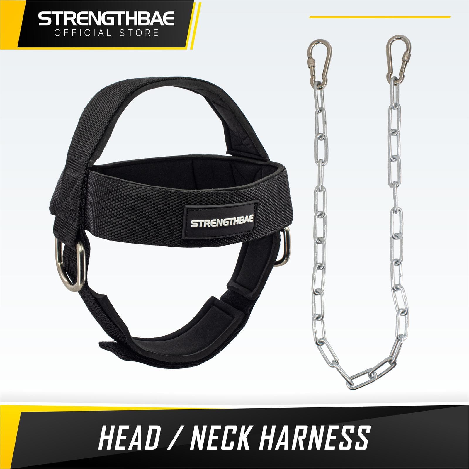 Neck Harness Strengthbae | Alat Latihan Otot Leher dengan Rantai dan Cable Machine