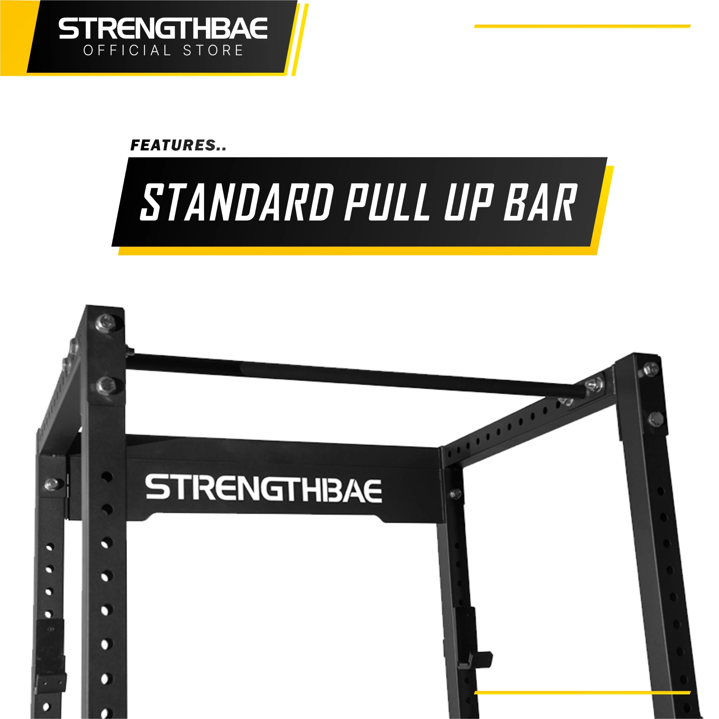 Power Rack Strengthbae – Squat Cage dengan J-Hook Berlapis Rubber