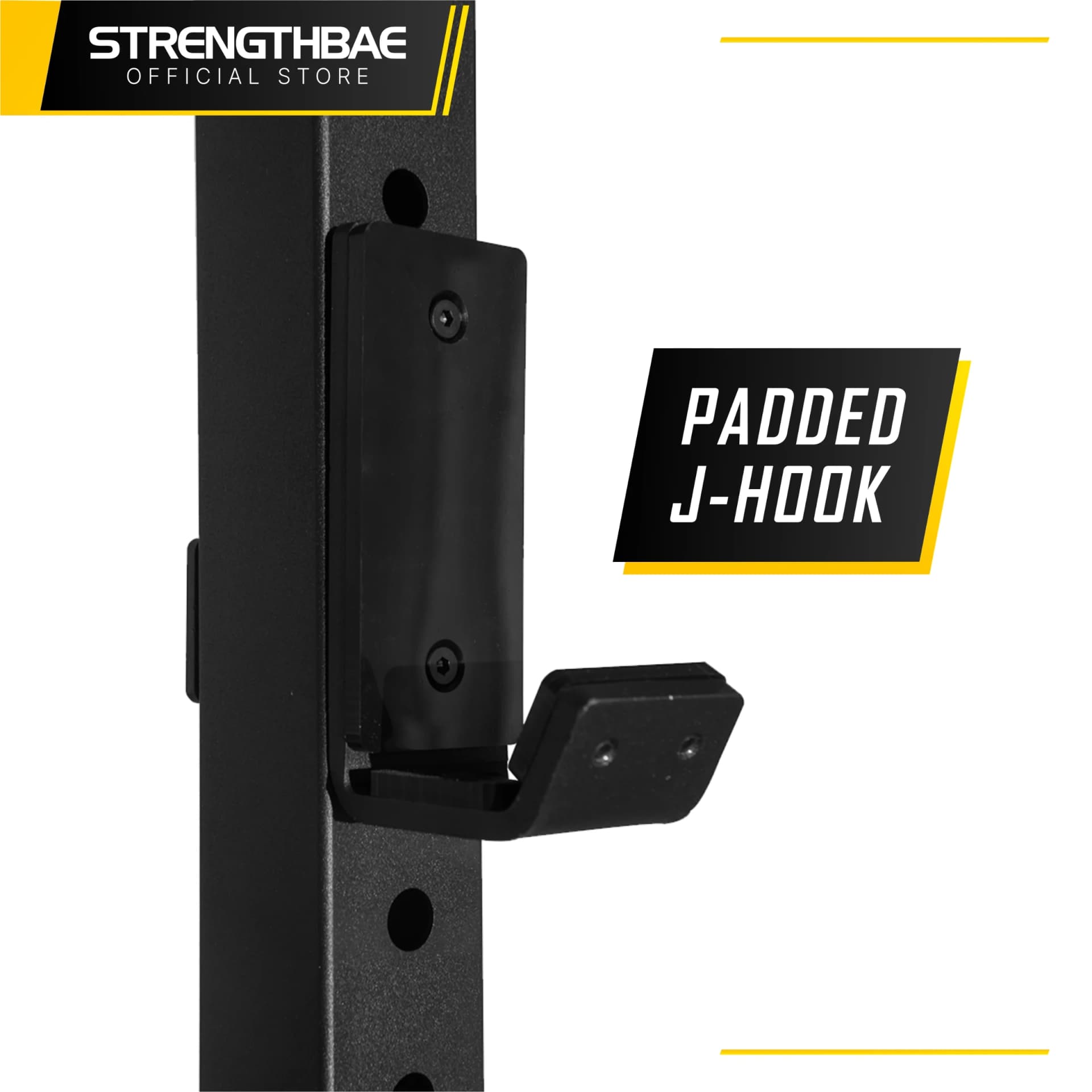 Power Rack Strengthbae – Squat Cage dengan J-Hook Berlapis Rubber