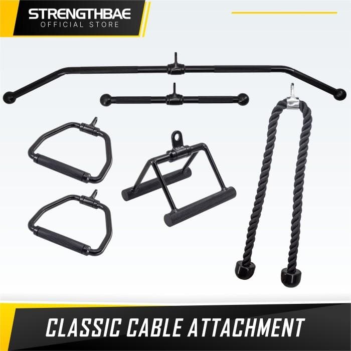 Classic Cable Attachment Strengthbae – Lat Pulldown Bar, Row Handle dan Tricep Rope
